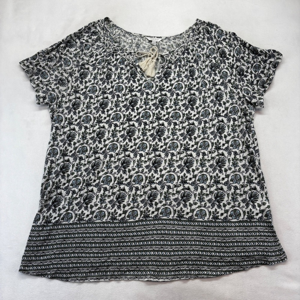 Lucky Brand Blouse Bundle Women 2X Blue Black Floral Boho Peasant Tops Lot 2pc - Picture 4 of 12